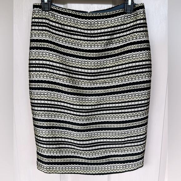 RSVP by Talbots Black Gold Metallic Stripe Pencil Skirt | Size 4 - Picture 1 of 9